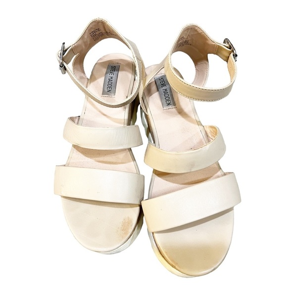 Steve Madden Kirsten Platform Sandals Womens Size 9.5 Beige Cork Y2K Saw Tooth - Picture 8 of 9